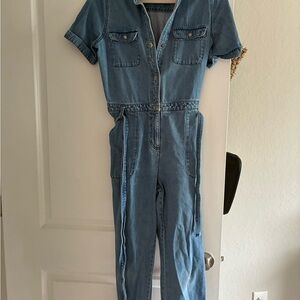 Old Navy Blue Utility Jumpsuit with Rolled Sleeves
